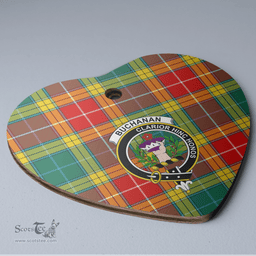Scottish Buchanan Old Sett Clan Tartan Ceramic Ornament - Crest Heart Style Scottish Plaid Tartan Plaid