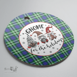 Scottish Haliburton Clan Tartan Ceramic Ornament - Gnome Round Style Scottish Plaid Tartan Plaid
