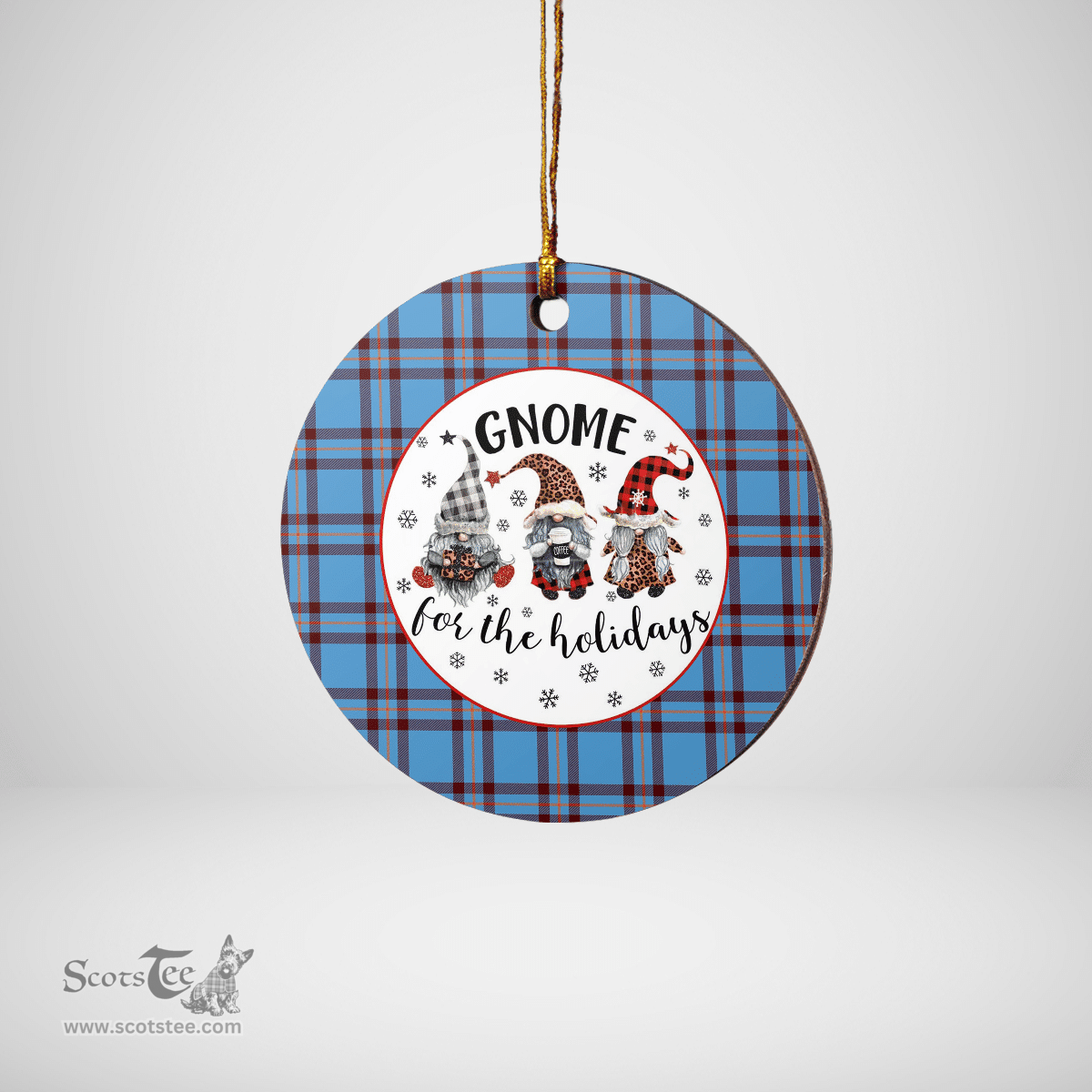 Scottish Elliot Ancient Clan Tartan Ceramic Ornament - Gnome Round Style Scottish Plaid Tartan Plaid