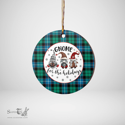 Scottish Galbraith Ancient Clan Tartan Ceramic Ornament - Gnome Round Style Scottish Plaid Tartan Plaid