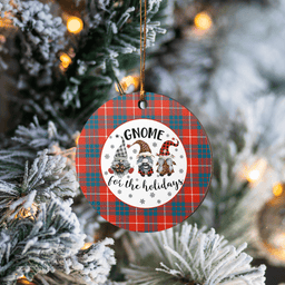 Scottish Hamilton Ancient Clan Tartan Ceramic Ornament - Gnome Round Style Scottish Plaid Tartan Plaid