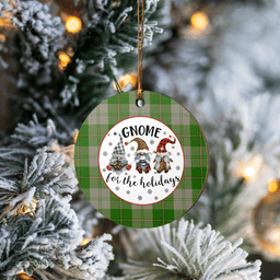 Scottish Cunningham Dress Green Dancers Clan Tartan Ceramic Ornament - Gnome Round Style Scottish Plaid Tartan Plaid