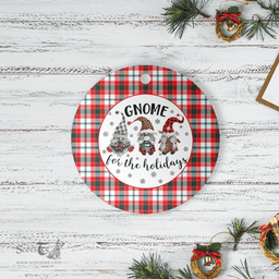 Scottish Glasgow District Clan Tartan Ceramic Ornament - Gnome Round Style Scottish Plaid Tartan Plaid