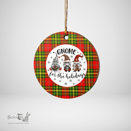 Scottish Leask Clan Tartan Ceramic Ornament - Gnome Round Style Scottish Plaid Tartan Plaid