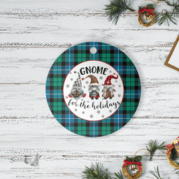 Scottish Galbraith Ancient Clan Tartan Ceramic Ornament - Gnome Round Style Scottish Plaid Tartan Plaid