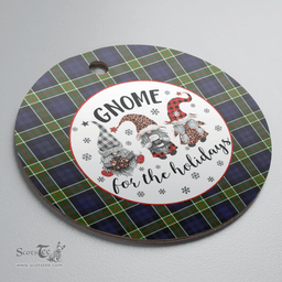 Scottish Colquhoun Clan Tartan Ceramic Ornament - Gnome Round Style Scottish Plaid Tartan Plaid