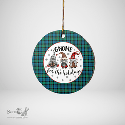 Scottish MacEwen Ancient Clan Tartan Ceramic Ornament - Gnome Round Style Scottish Plaid Tartan Plaid