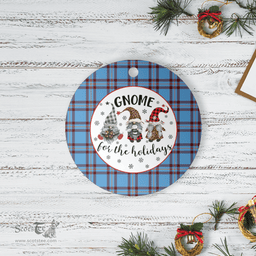 Scottish Elliot Ancient Clan Tartan Ceramic Ornament - Gnome Round Style Scottish Plaid Tartan Plaid