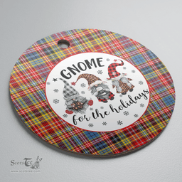 Scottish Drummond of Strathallan Clan Tartan Ceramic Ornament - Gnome Round Style Scottish Plaid Tartan Plaid