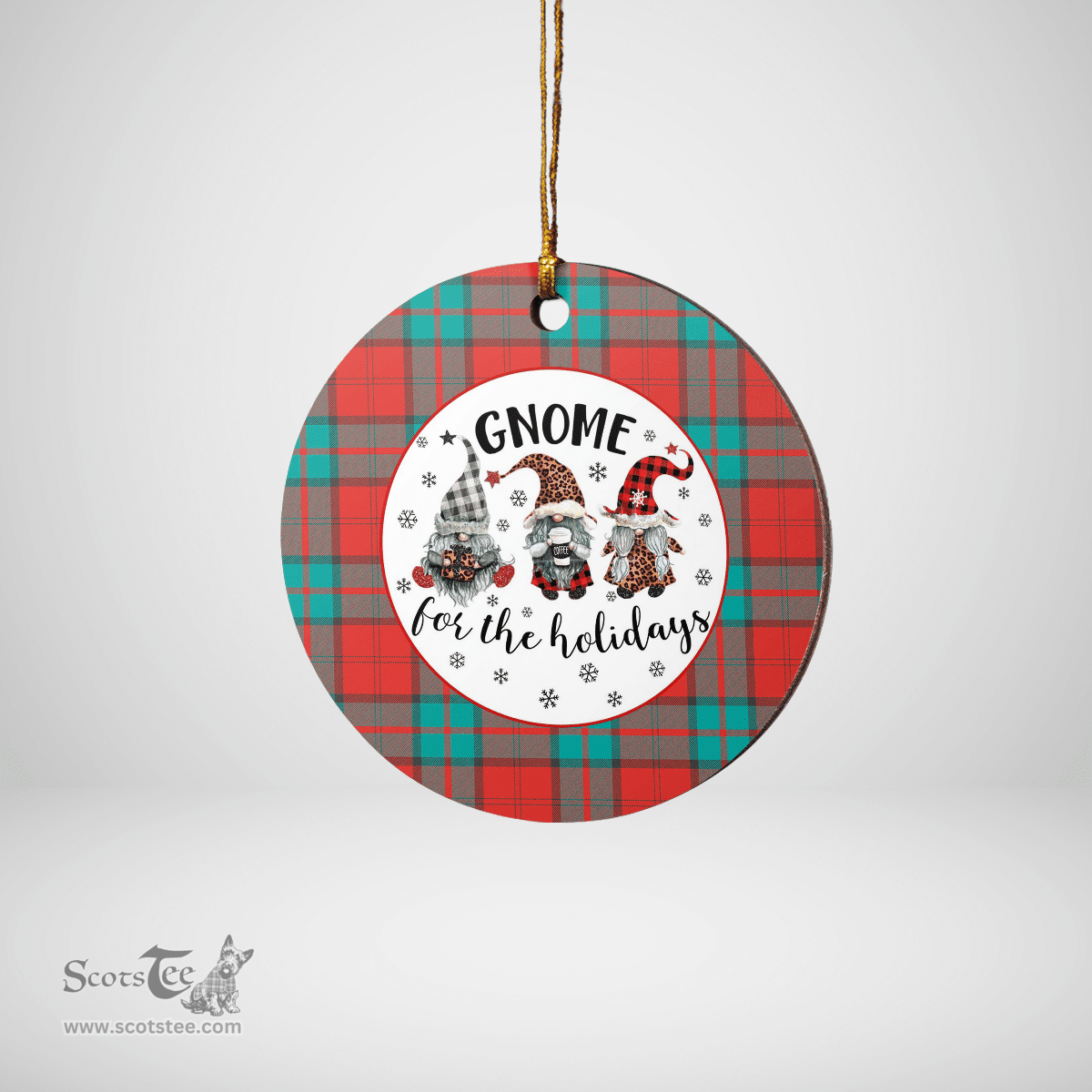 Scottish Dunbar Ancient Clan Tartan Ceramic Ornament - Gnome Round Style Scottish Plaid Tartan Plaid