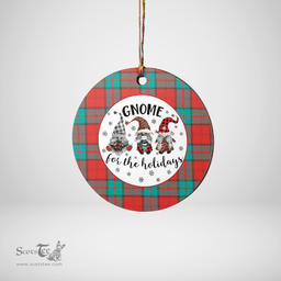Scottish Dunbar Ancient Clan Tartan Ceramic Ornament - Gnome Round Style Scottish Plaid Tartan Plaid