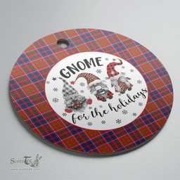 Scottish Cameron of Lochiel Clan Tartan Ceramic Ornament - Gnome Round Style Scottish Plaid Tartan Plaid