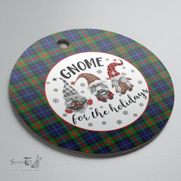 Scottish Gunn Clan Tartan Ceramic Ornament - Gnome Round Style Scottish Plaid Tartan Plaid