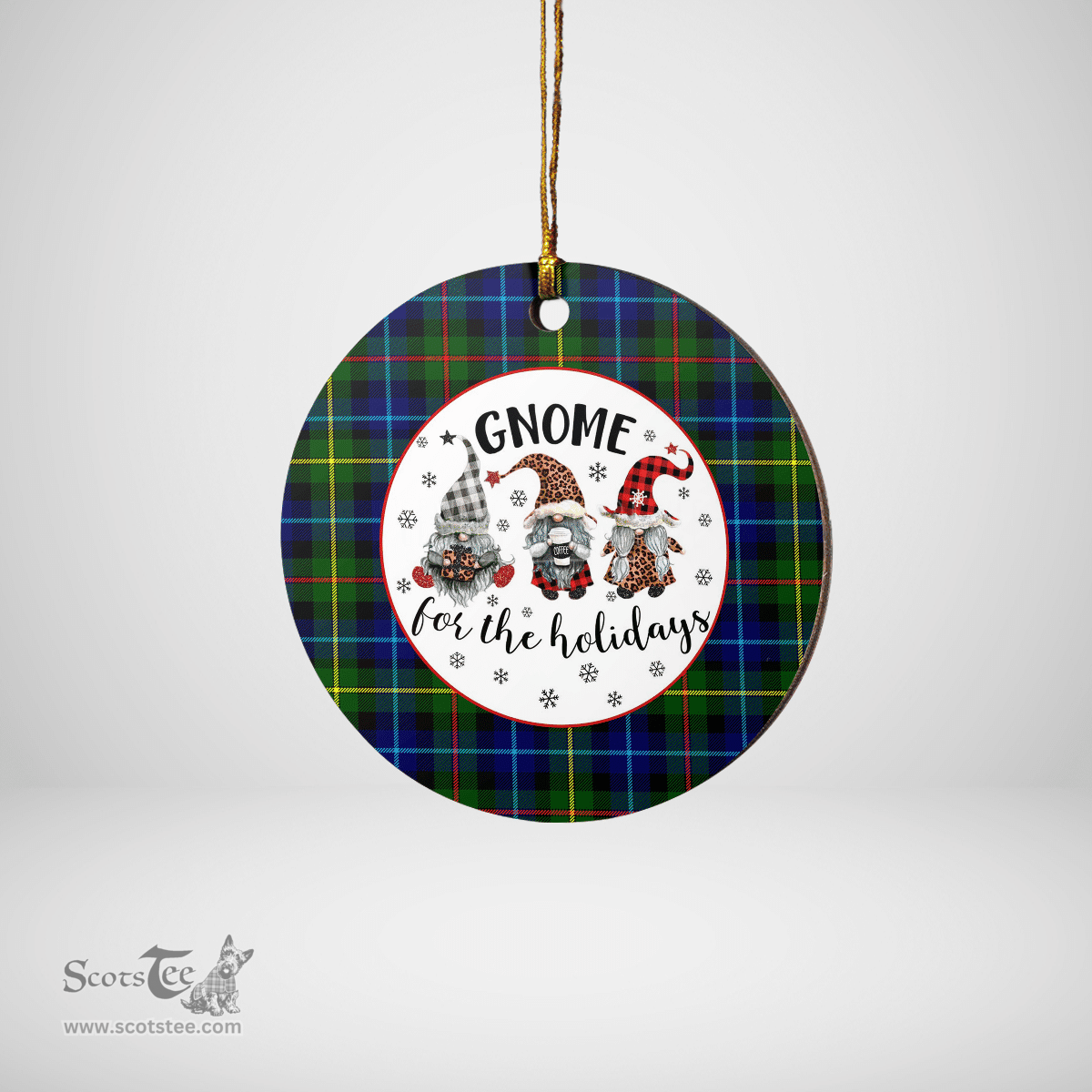 Scottish Smith Modern Clan Tartan Ceramic Ornament - Gnome Round Style Scottish Plaid Tartan Plaid