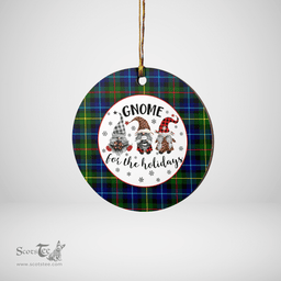 Scottish Smith Modern Clan Tartan Ceramic Ornament - Gnome Round Style Scottish Plaid Tartan Plaid