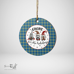 Scottish Laing Clan Tartan Ceramic Ornament - Gnome Round Style Scottish Plaid Tartan Plaid