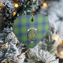 Scottish Johnston Ancient Clan Tartan Ceramic Ornament - Crest Heart Style Scottish Plaid Tartan Plaid