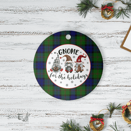 Scottish Dundas Modern Clan Tartan Ceramic Ornament - Gnome Round Style Scottish Plaid Tartan Plaid