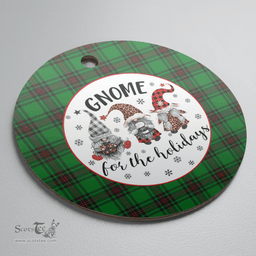 Scottish Logie Clan Tartan Ceramic Ornament - Gnome Round Style Scottish Plaid Tartan Plaid