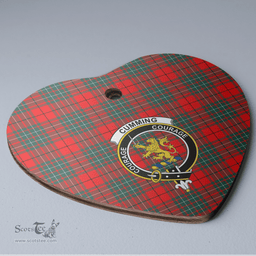 Scottish Cumming Modern Clan Tartan Ceramic Ornament - Crest Heart Style Scottish Plaid Tartan Plaid