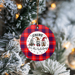 Scottish Hamilton Modern Clan Tartan Ceramic Ornament - Gnome Round Style Scottish Plaid Tartan Plaid