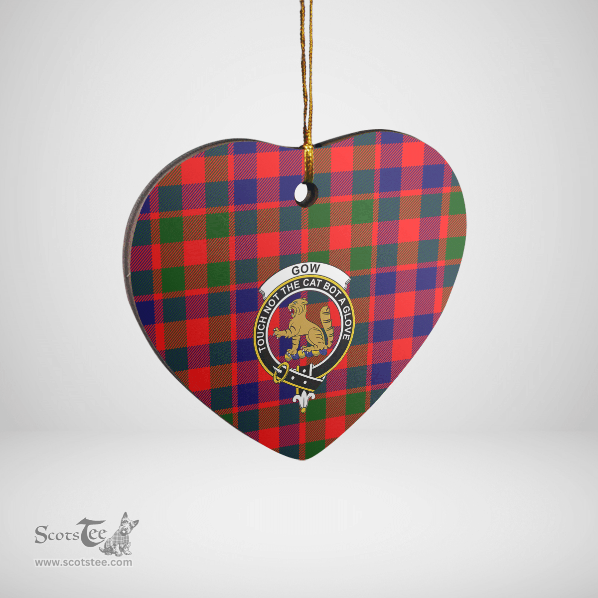 Scottish Gow Modern Clan Tartan Ceramic Ornament - Crest Heart Style Scottish Plaid Tartan Plaid