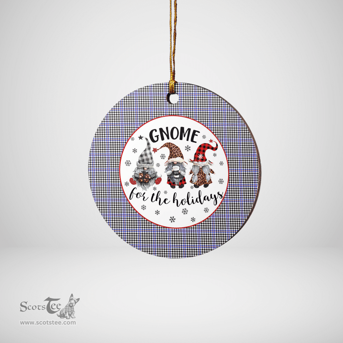 Scottish Sir Walter Scott Clan Tartan Ceramic Ornament - Gnome Round Style Scottish Plaid Tartan Plaid