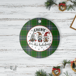 Scottish Pringle Clan Tartan Ceramic Ornament - Gnome Round Style Scottish Plaid Tartan Plaid