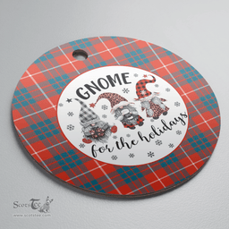 Scottish Hamilton Ancient Clan Tartan Ceramic Ornament - Gnome Round Style Scottish Plaid Tartan Plaid