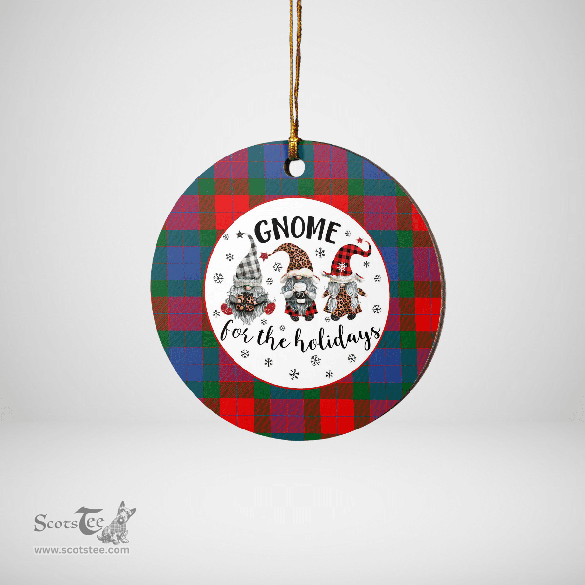 Scottish Mar Clan Tartan Ceramic Ornament - Gnome Round Style Scottish Plaid Tartan Plaid