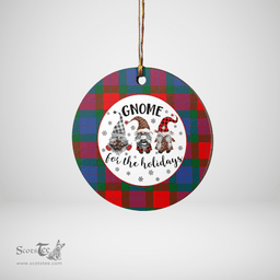 Scottish Mar Clan Tartan Ceramic Ornament - Gnome Round Style Scottish Plaid Tartan Plaid