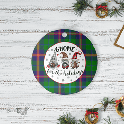 Scottish Young Modern Clan Tartan Ceramic Ornament - Gnome Round Style Scottish Plaid Tartan Plaid
