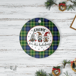 Scottish MacKellar Clan Tartan Ceramic Ornament - Gnome Round Style Scottish Plaid Tartan Plaid
