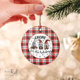 Scottish Glasgow District Clan Tartan Ceramic Ornament - Gnome Round Style Scottish Plaid Tartan Plaid