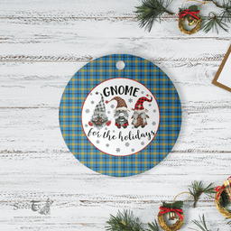 Scottish Laing Clan Tartan Ceramic Ornament - Gnome Round Style Scottish Plaid Tartan Plaid