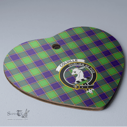 Scottish Colville Clan Tartan Ceramic Ornament - Crest Heart Style Scottish Plaid Tartan Plaid
