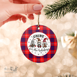 Scottish Hamilton Modern Clan Tartan Ceramic Ornament - Gnome Round Style Scottish Plaid Tartan Plaid