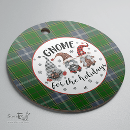 Scottish Pringle Clan Tartan Ceramic Ornament - Gnome Round Style Scottish Plaid Tartan Plaid