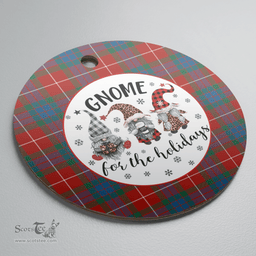Scottish Fraser Ancient Clan Tartan Ceramic Ornament - Gnome Round Style Scottish Plaid Tartan Plaid