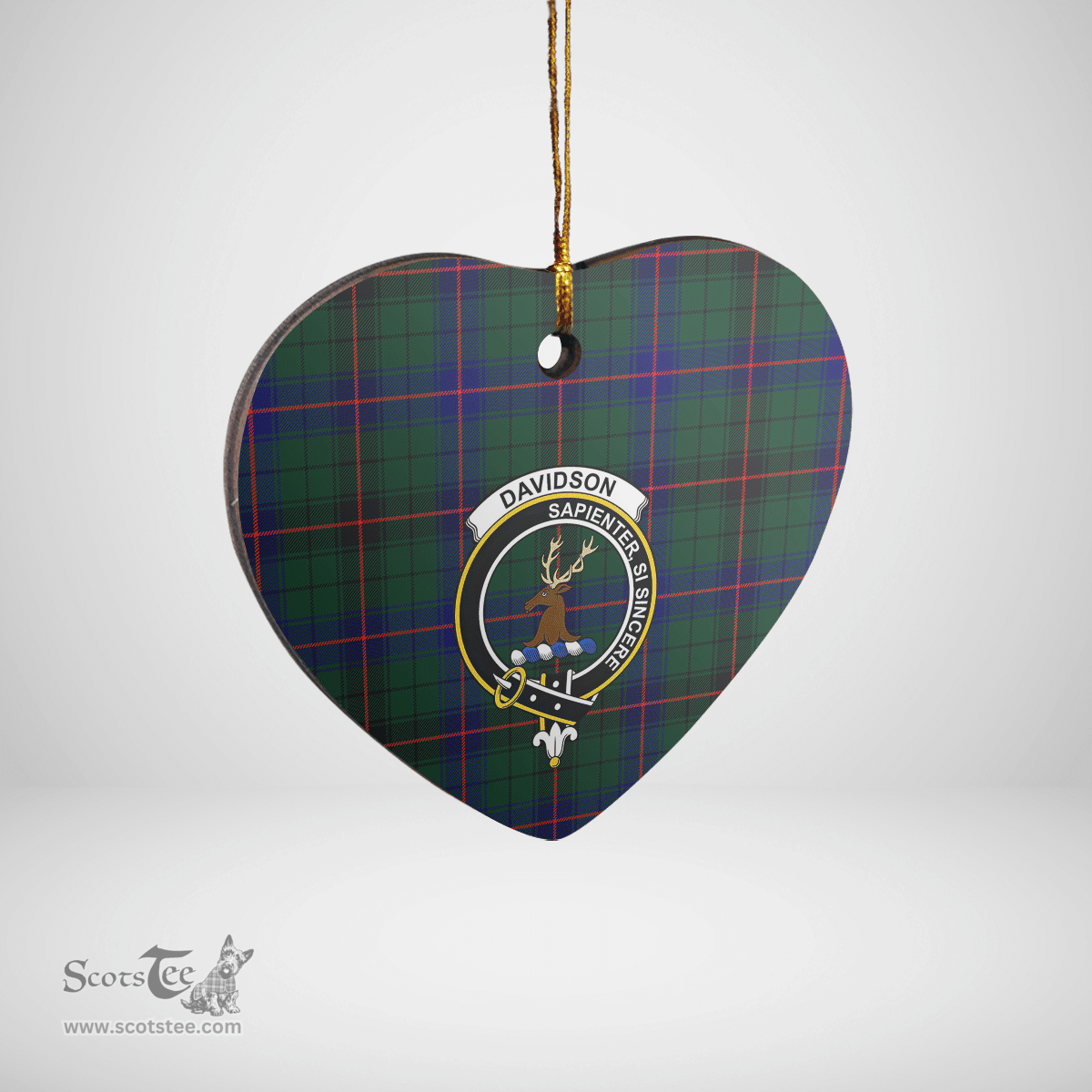 Scottish Davidson Modern Clan Tartan Ceramic Ornament - Crest Heart Style Scottish Plaid Tartan Plaid