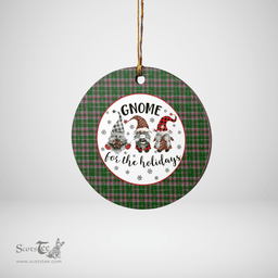 Scottish Gray Hunting Clan Tartan Ceramic Ornament - Gnome Round Style Scottish Plaid Tartan Plaid
