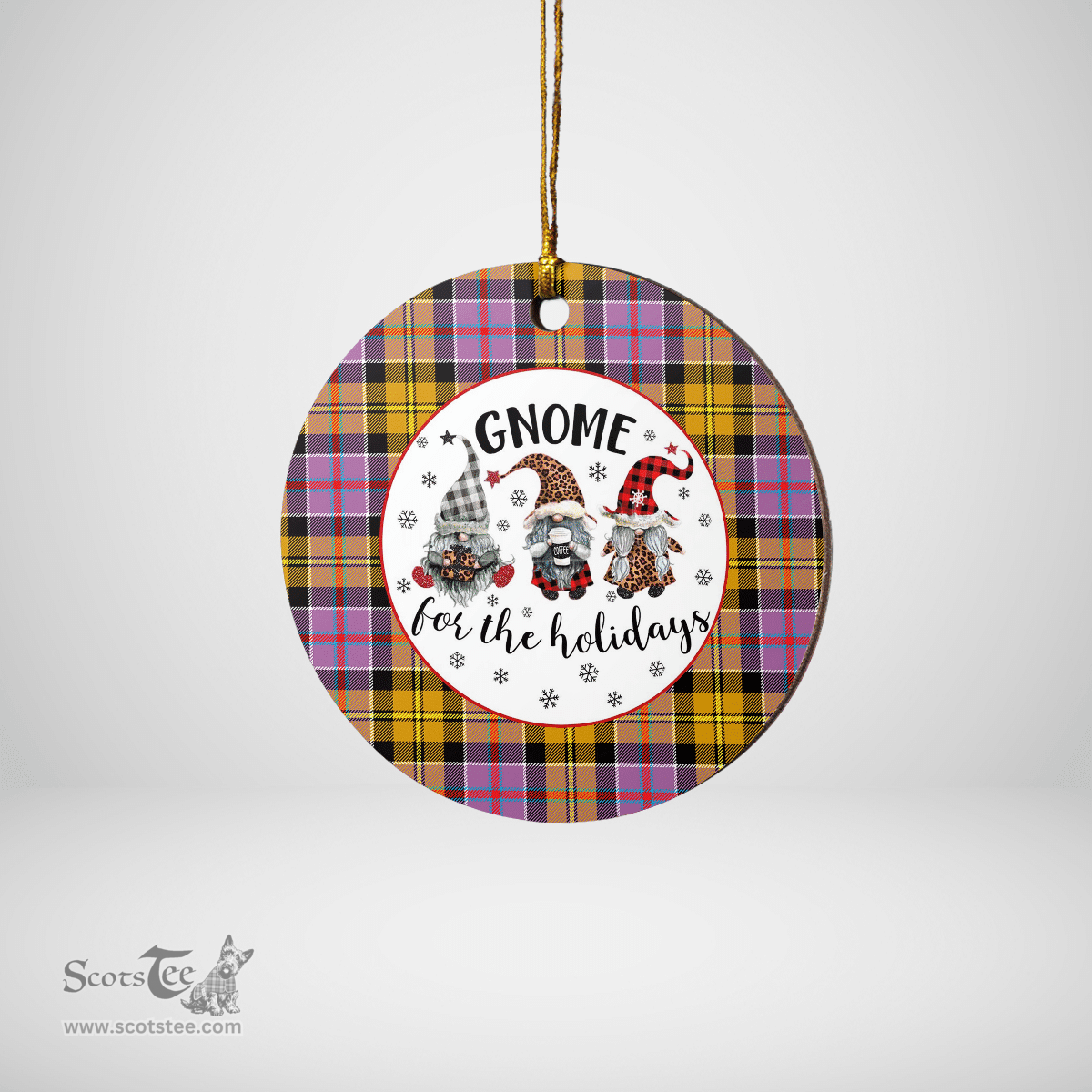 Scottish Culloden Ancient Clan Tartan Ceramic Ornament - Gnome Round Style Scottish Plaid Tartan Plaid