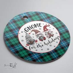 Scottish Galbraith Ancient Clan Tartan Ceramic Ornament - Gnome Round Style Scottish Plaid Tartan Plaid