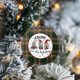 Scottish Buchanan Hunting Clan Tartan Ceramic Ornament - Gnome Round Style Scottish Plaid Tartan Plaid
