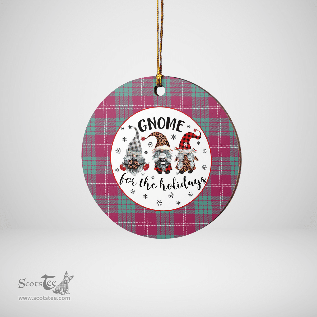 Scottish Crawford Ancient Clan Tartan Ceramic Ornament - Gnome Round Style Scottish Plaid Tartan Plaid