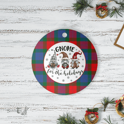 Scottish Mar Clan Tartan Ceramic Ornament - Gnome Round Style Scottish Plaid Tartan Plaid