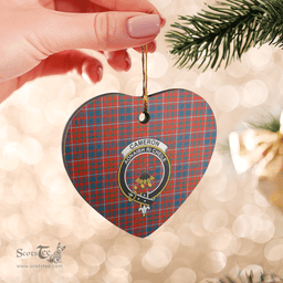 Scottish Cameron of Lochiel Ancient Clan Tartan Ceramic Ornament - Crest Heart Style Scottish Plaid Tartan Plaid