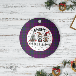 Scottish Wardlaw Clan Tartan Ceramic Ornament - Gnome Round Style Scottish Plaid Tartan Plaid