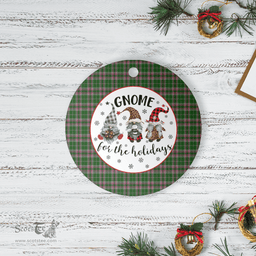 Scottish Gray Hunting Clan Tartan Ceramic Ornament - Gnome Round Style Scottish Plaid Tartan Plaid
