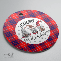 Scottish Hamilton Modern Clan Tartan Ceramic Ornament - Gnome Round Style Scottish Plaid Tartan Plaid